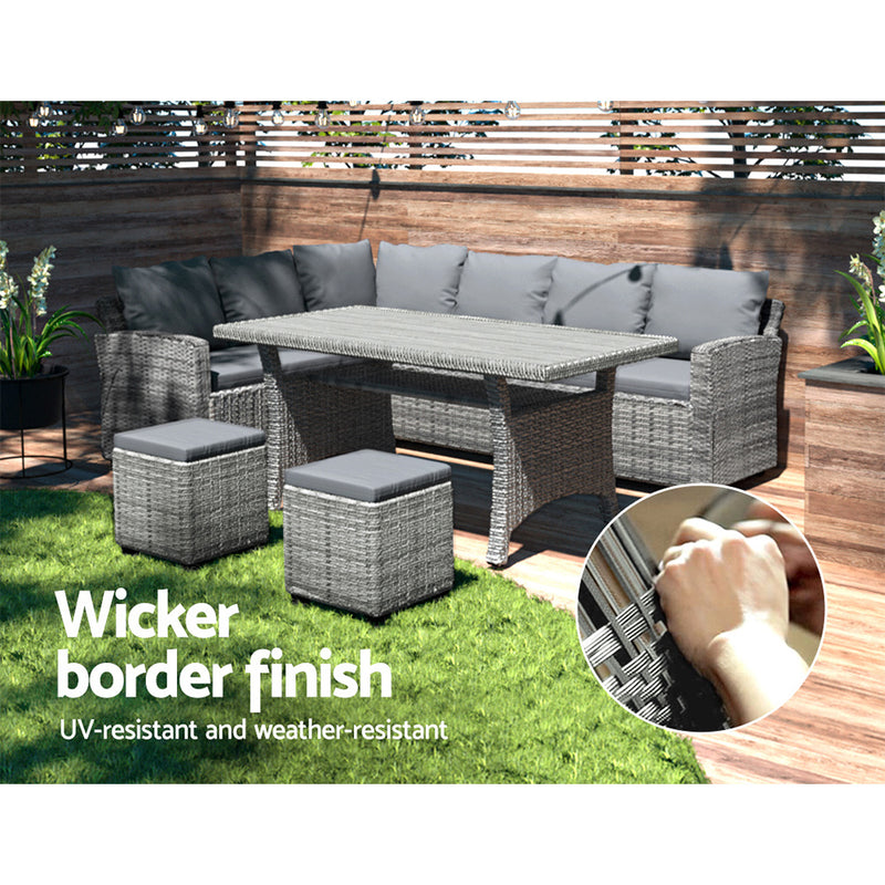 Gardeon Outdoor Dining Set Wicker Table Chairs Setting 8 Seater