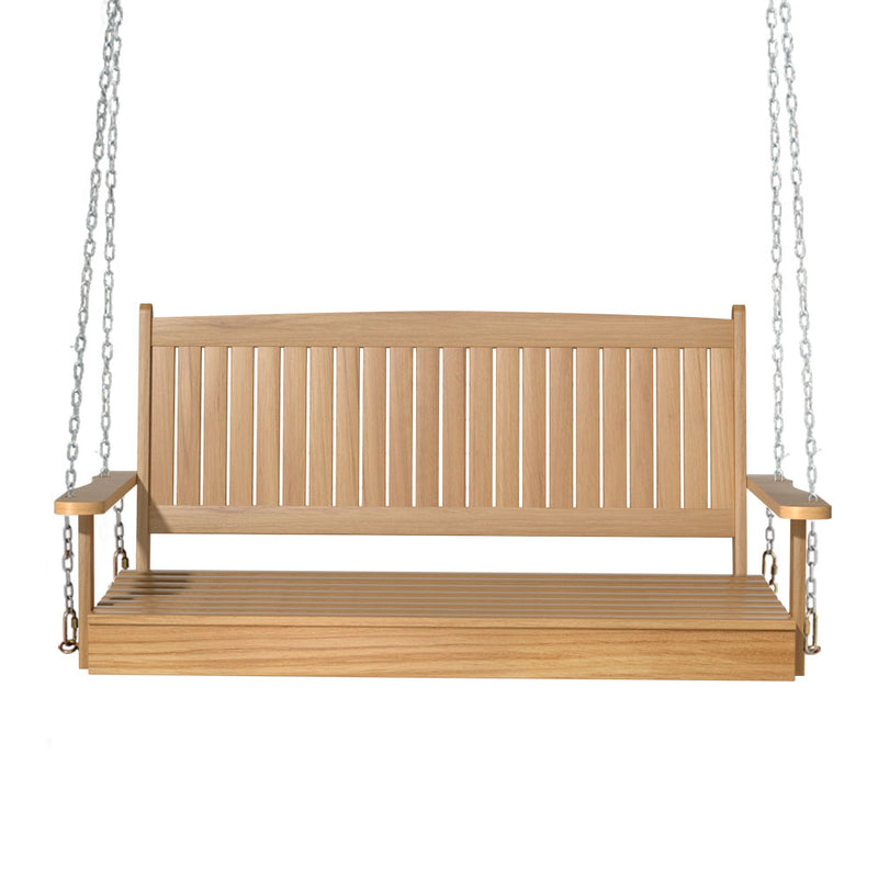 Gardeon Porch Swing Chair With Chain Outdoor Furniture Wooden Bench 2 Seat Teak