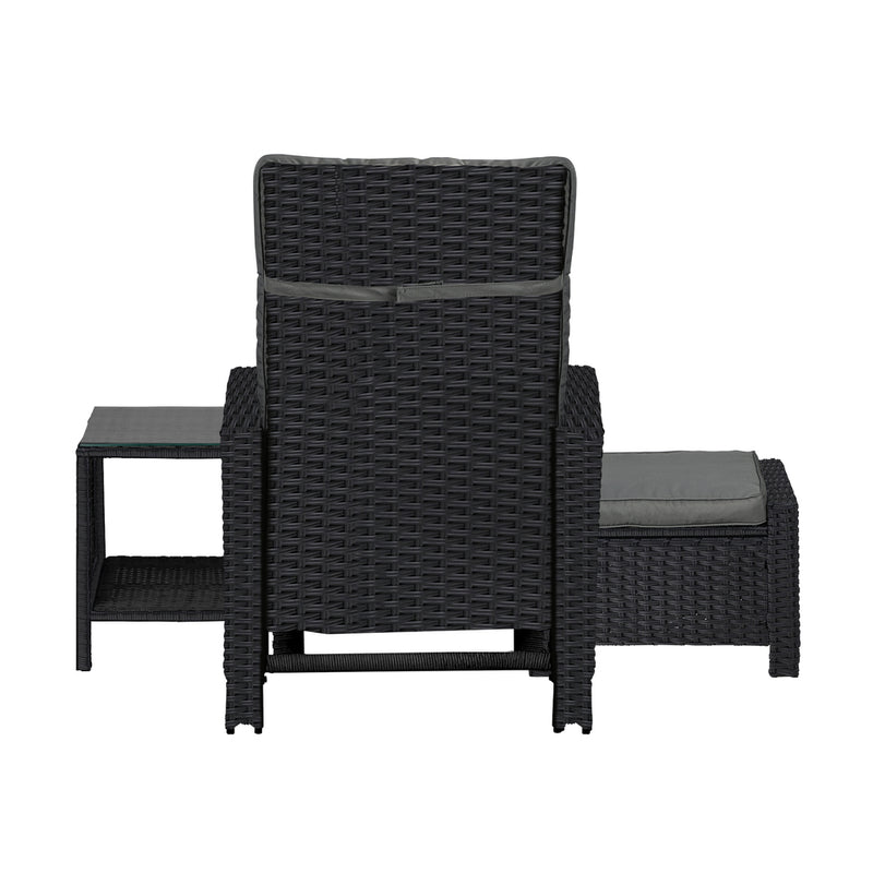Livsip Recliner Chairs & Table Patio Set of 3 Black