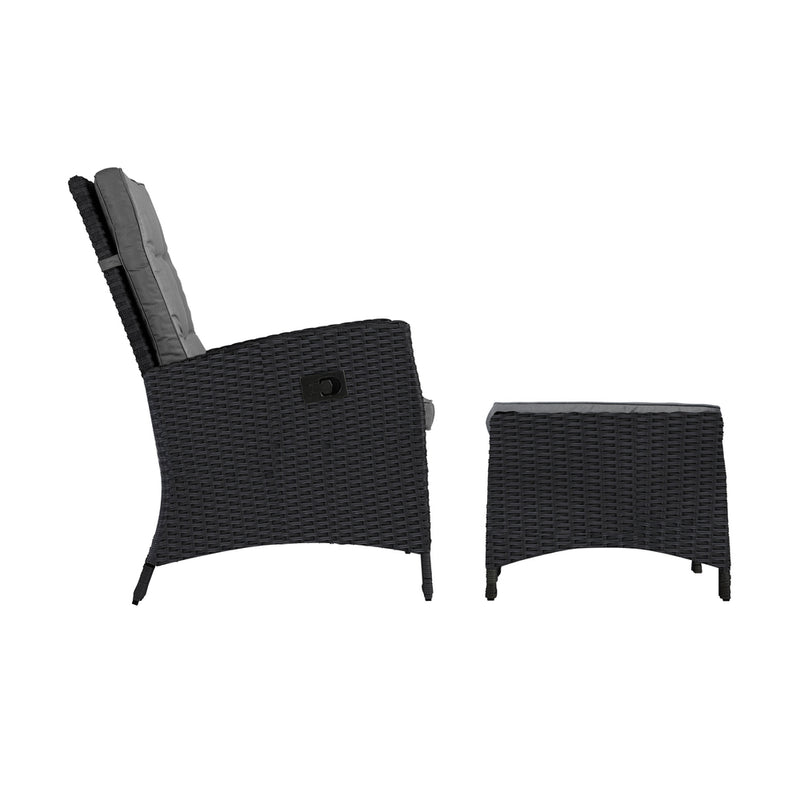 Livsip Outdoor Recliner Chairs Wicker Sun Lounge Black