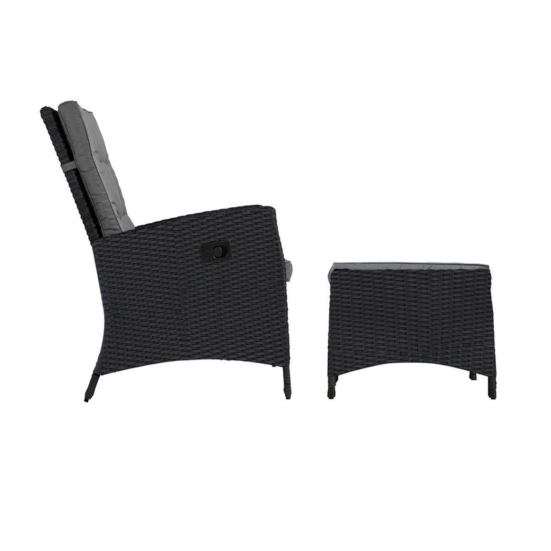 Livsip Recliner Chairs Wicker Sun Lounge 2X Black