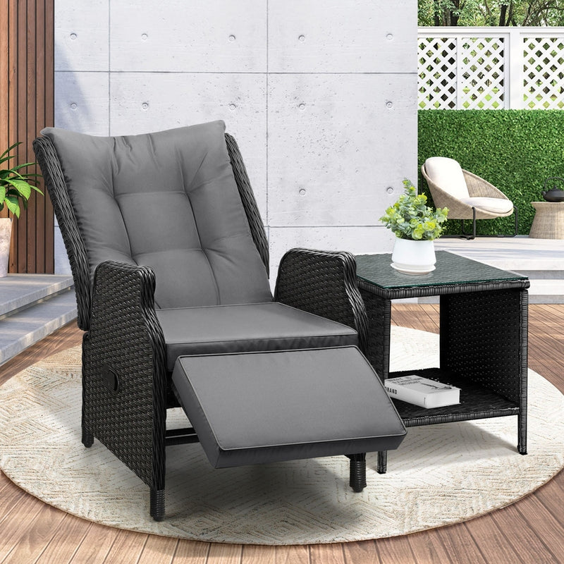 Livsip Outoodr Recliner Chair & Table Sun Lounge 2PCS