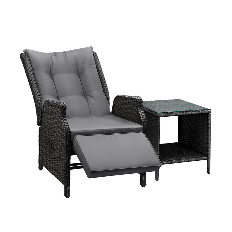 Livsip Outoodr Recliner Chair & Table Sun Lounge 2PCS