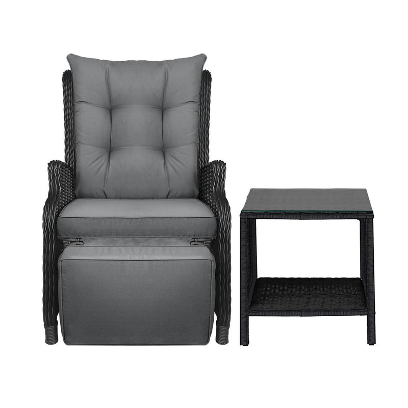 Livsip Outoodr Recliner Chair & Table Sun Lounge 2PCS