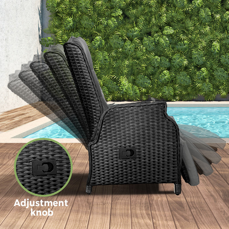Livsip Outoodr Recliner Chair & Table Sun Lounge 2PCS