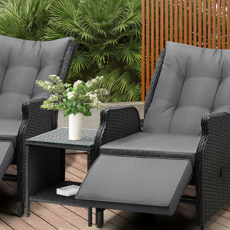 Livsip Outoodr Recliner Chair & Table Sun Lounge 2PCS