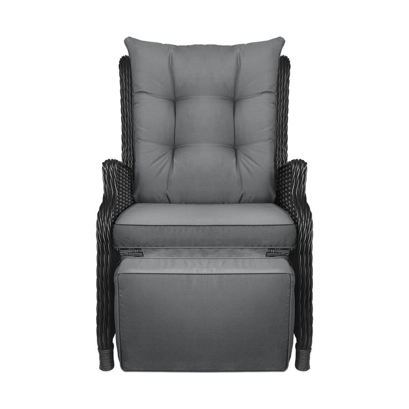 Livsip Outdoor Recliner with Adjustable Footrest Black