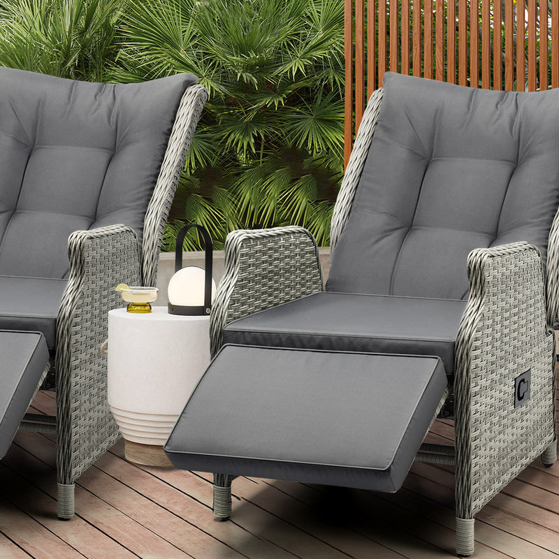 Livsip Recliner Chairs with Adjustable Footrest Grey