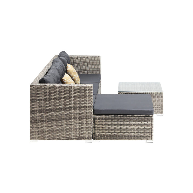 Livsip Outdoor Lounge Setting 5pc Wicker Sofa Set Rattan