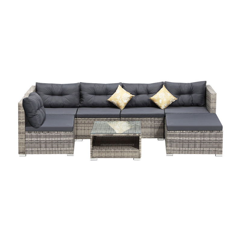 Livsip 6 Seater Outdoor Lounge Set Wicker Sofa Rattan