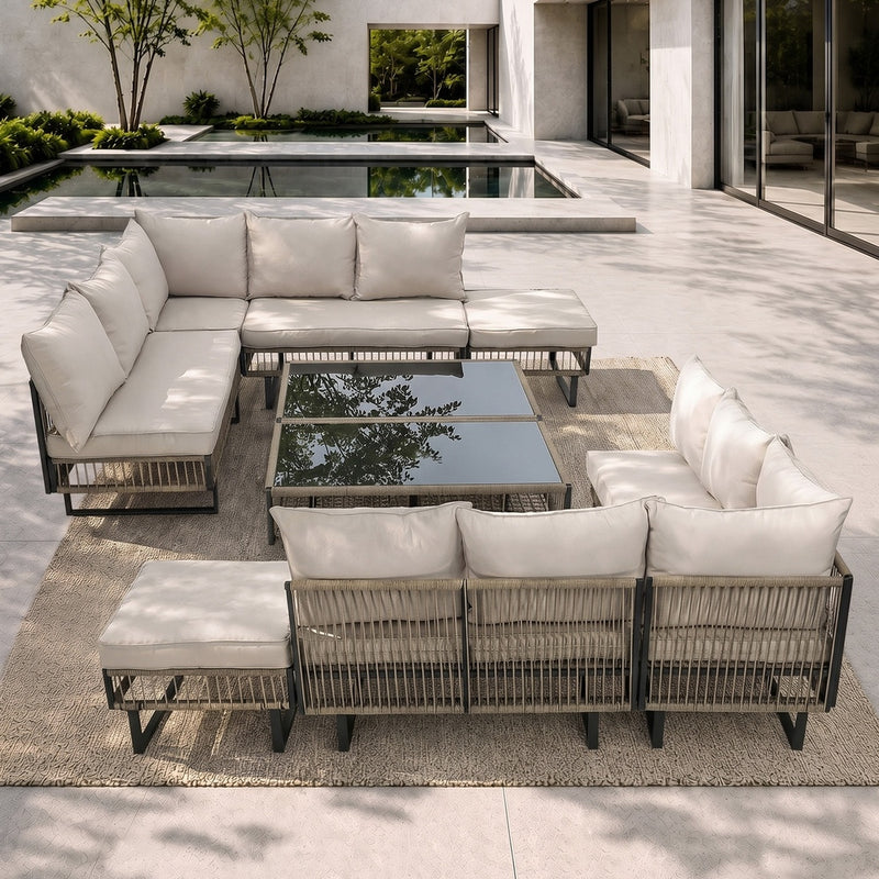 Livsip 9 Piece Outdoor Sofa Set Table Chairs Patio Furniture