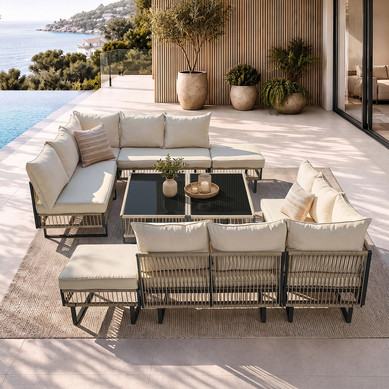 Livsip 9 Piece Outdoor Sofa Set Table Chairs Patio Furniture