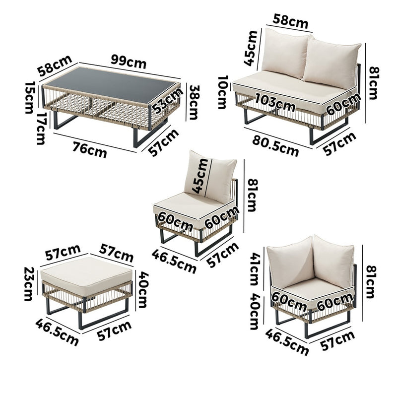 Livsip 7 Seater Outdoor Sofa Set Lounge Patio Garden Furniture