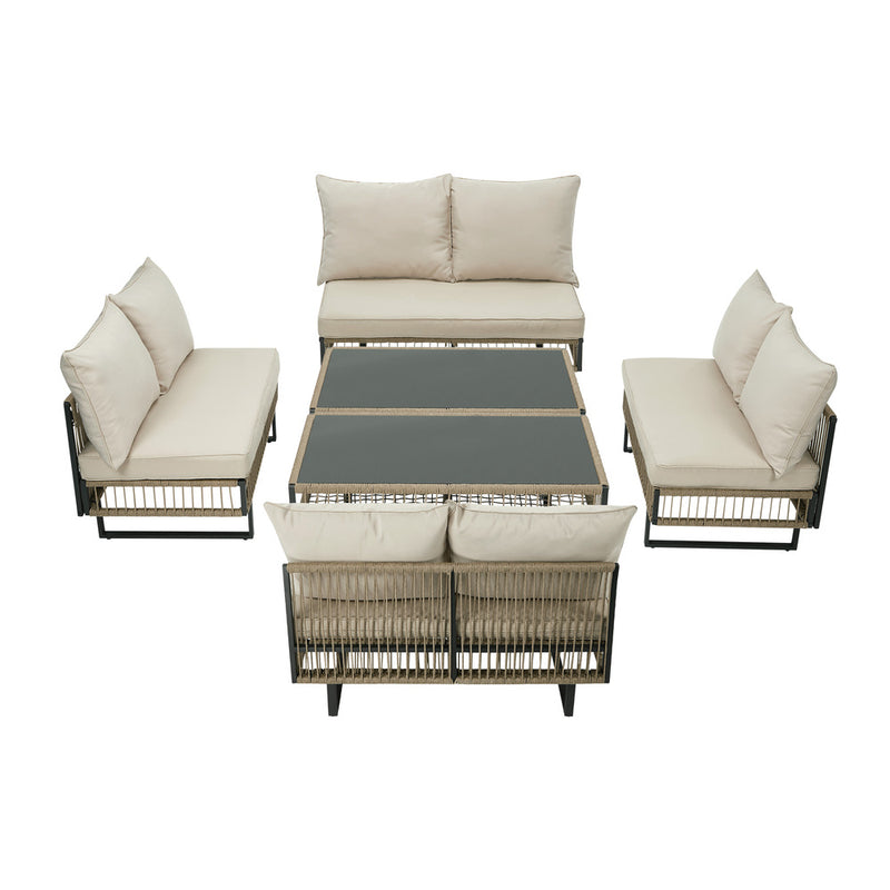 Livsip 8 Seater Outdoor Sofa Set with Table Patio Furniture