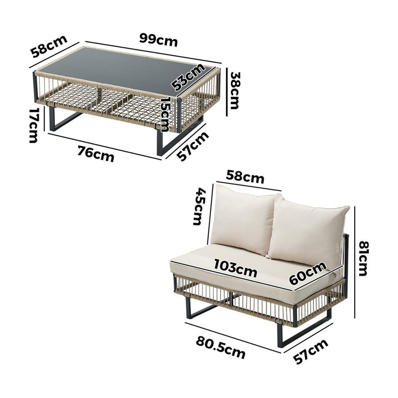 Livsip 8 Seater Outdoor Sofa Set with Table Patio Furniture