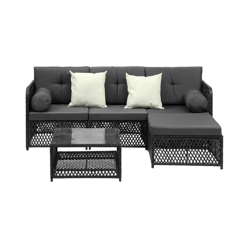 Livsip Outdoor Sofa Set 4 Seater Wicker Corner Modular Setting
