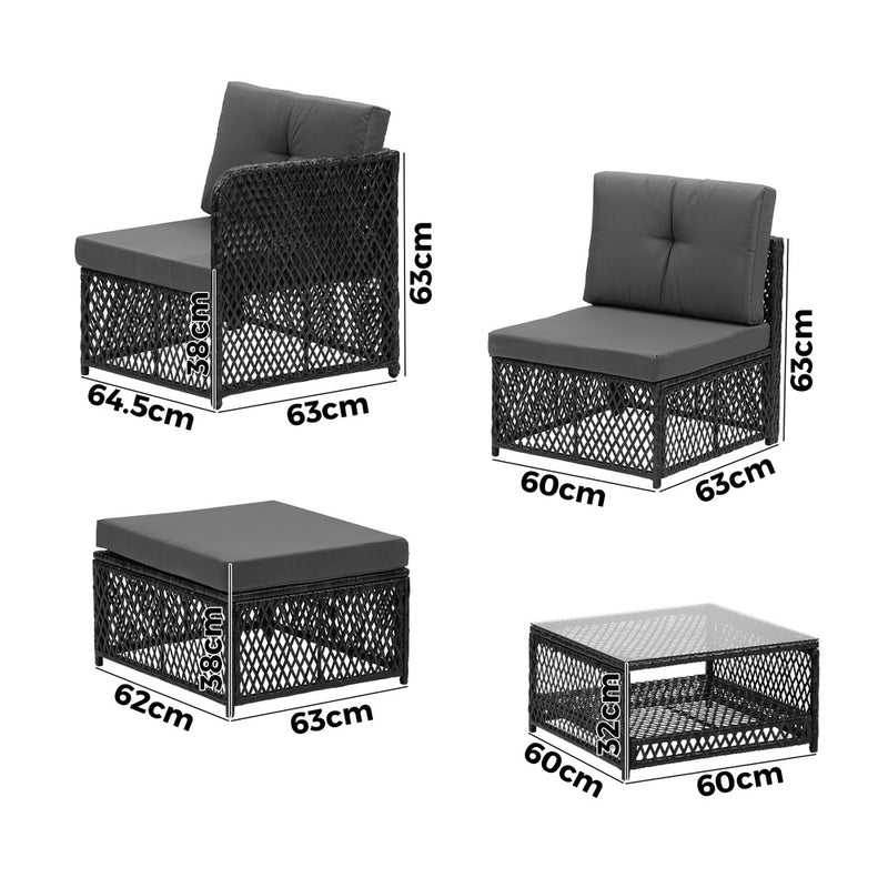Livsip Outdoor Sofa Set 4 Seater Wicker Corner Modular Setting