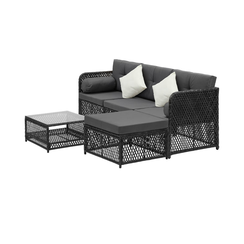 Livsip Outdoor Sofa Set 4 Seater Wicker Corner Modular Setting