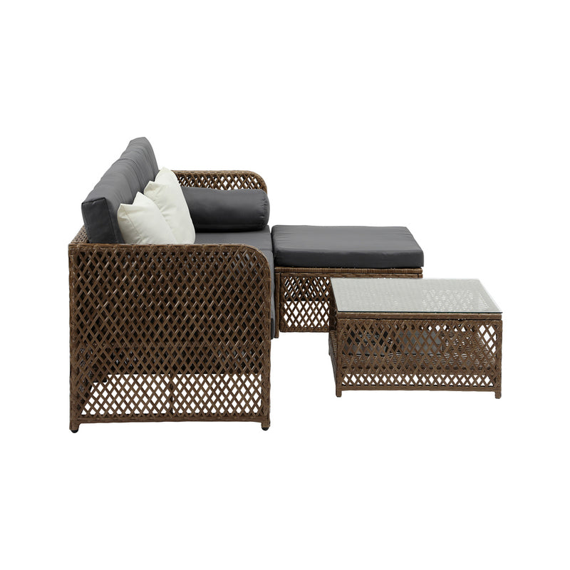 Livsip Outdoor Furniture Lounge Setting 4 Seater Wicker Sofa Set