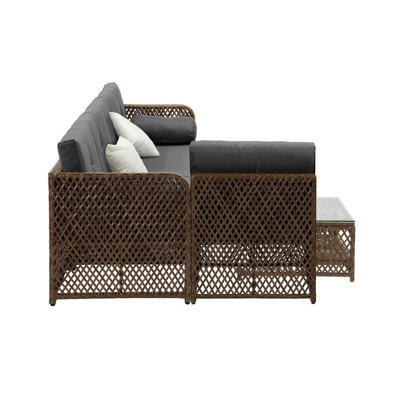 Livsip Outdoor Furniture Lounge Setting 6 Seater Wicker Sofa Set