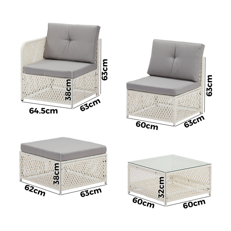 Livsip Outdoor Furniture Sofa Set 5PCS Wicker Lounge Setting