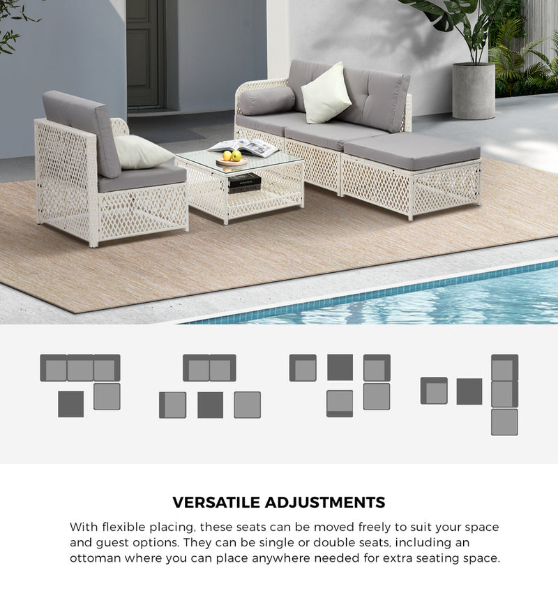 Livsip Outdoor Furniture Sofa Set 5PCS Wicker Lounge Setting