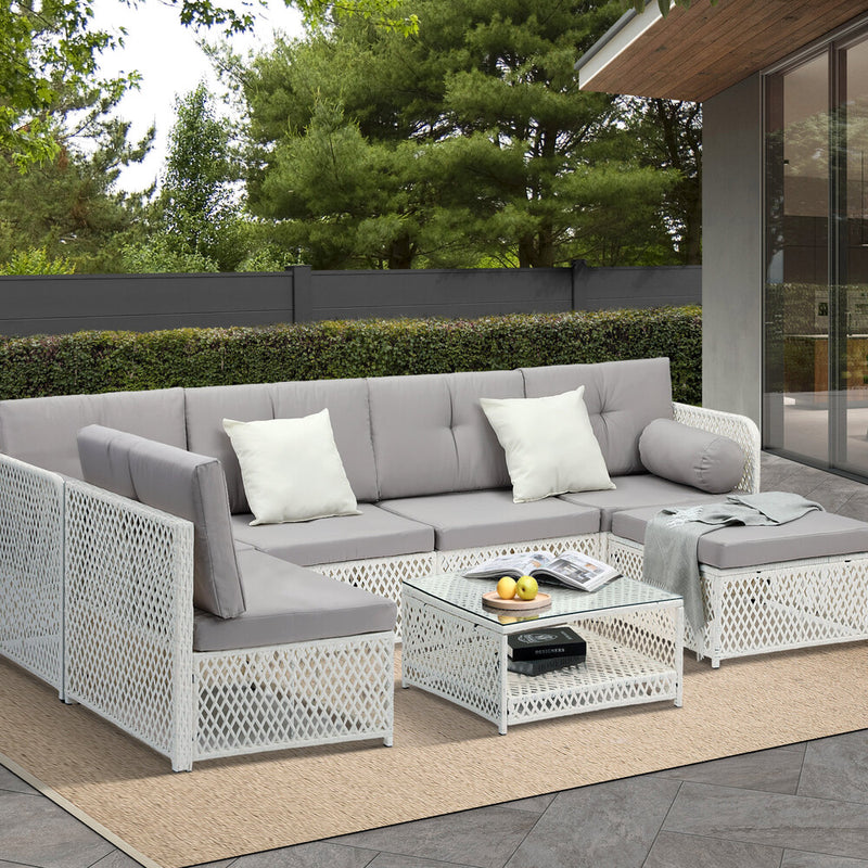 Livsip Outdoor Furniture Sofa Set 7-Piece Wicker Lounge Setting