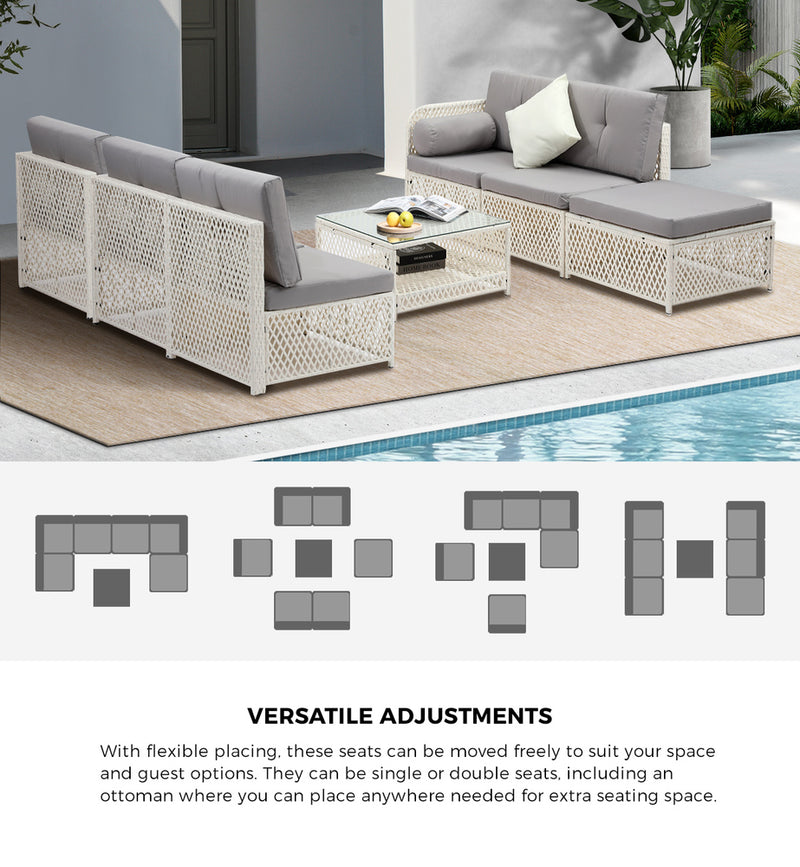 Livsip Outdoor Furniture Sofa Set 7-Piece Wicker Lounge Setting