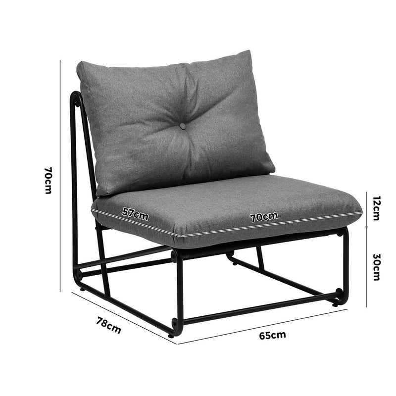 Livsip 2PCS Outdoor Dining Chairs Patio Sofa Lounge Chair Grey