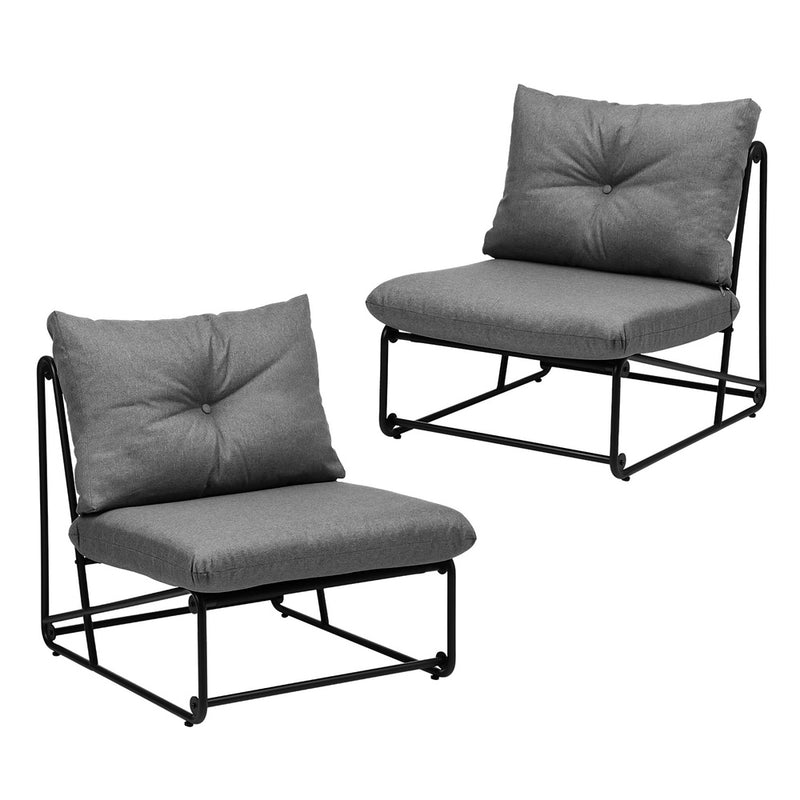 Livsip 2PCS Outdoor Dining Chairs Patio Sofa Lounge Chair Grey