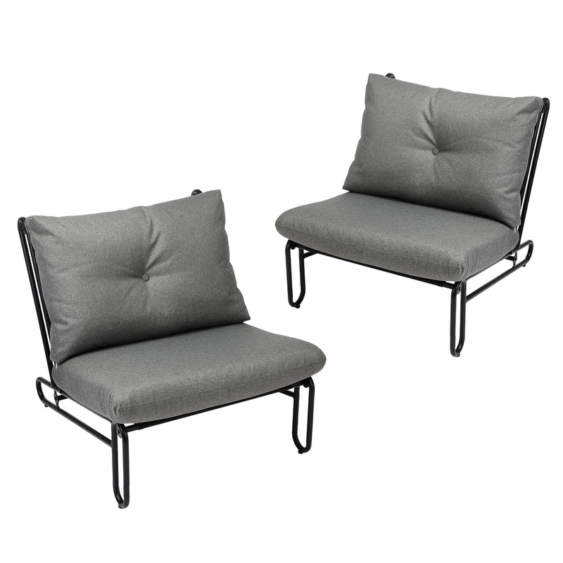Livsip 2PC Outdoor Lounge Chairs Patio Sofa with Cushions Grey