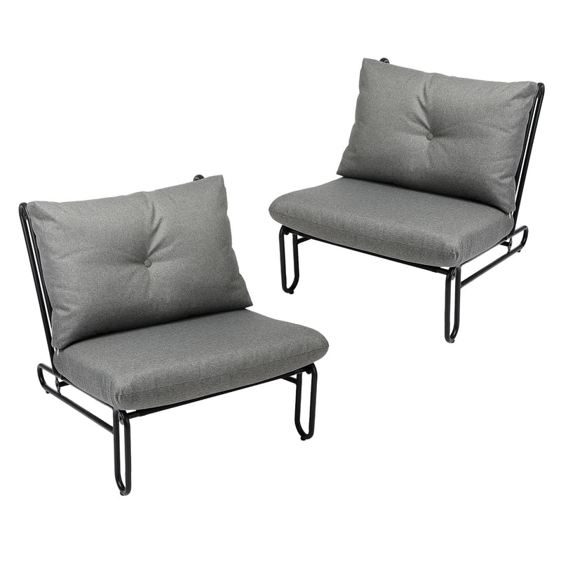 Livsip 2PC Outdoor Lounge Chairs Patio Sofa with Cushions Grey