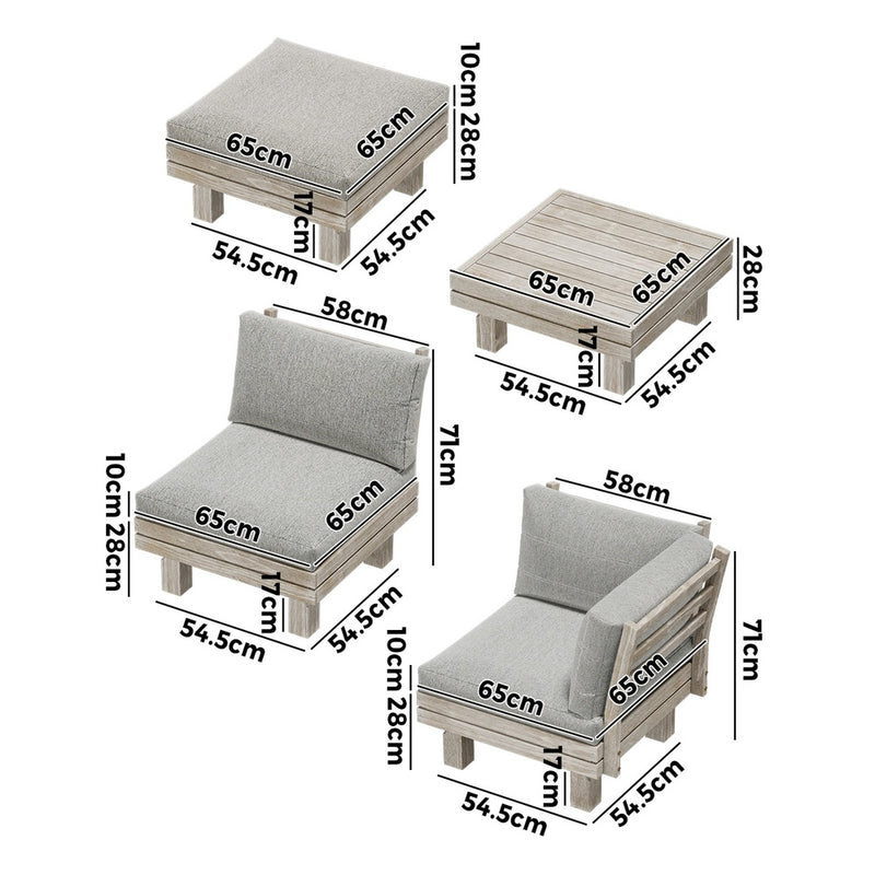 Livsip 4 Seater Outdoor Sofa Set Lounge Setting Table Chair