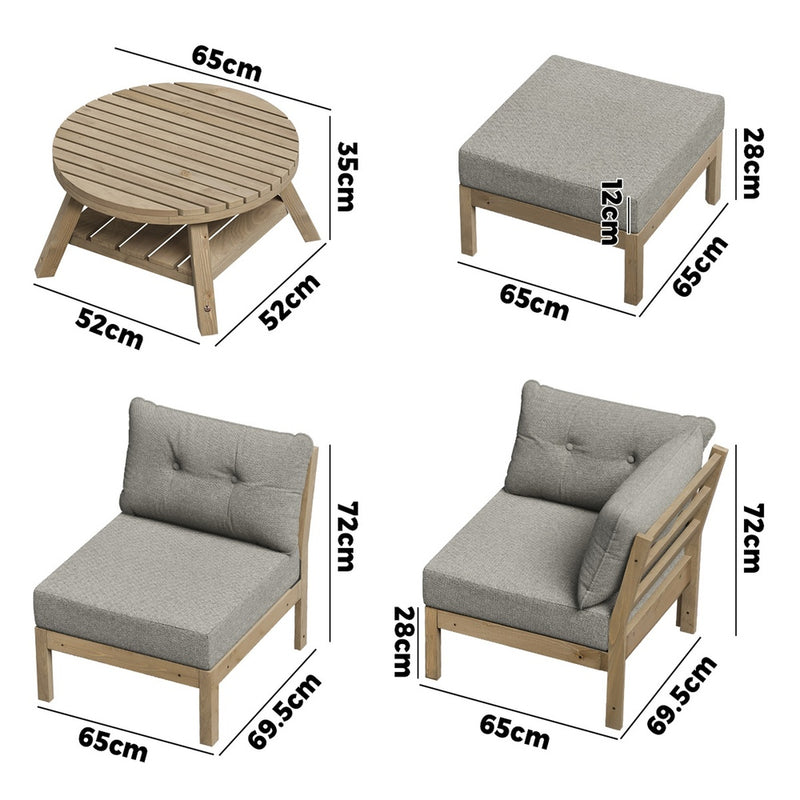 Livsip 9PCS Outdoor Sofa Set Lounge Setting Patio Furniture Beige