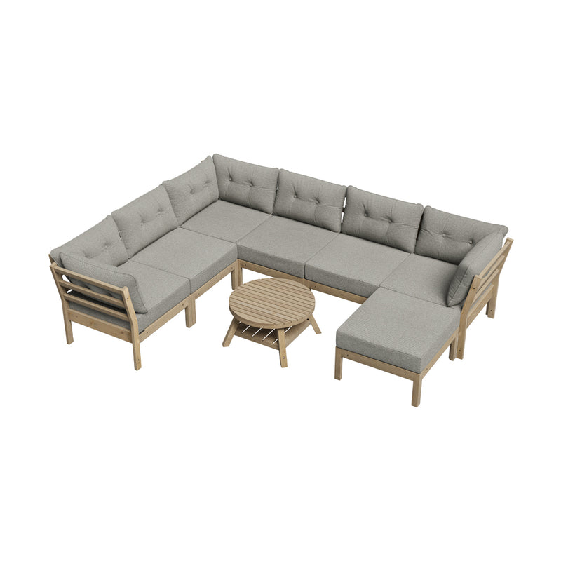 Livsip 8PCS Outdoor Sofa Set Lounge Setting Patio Furniture Beige