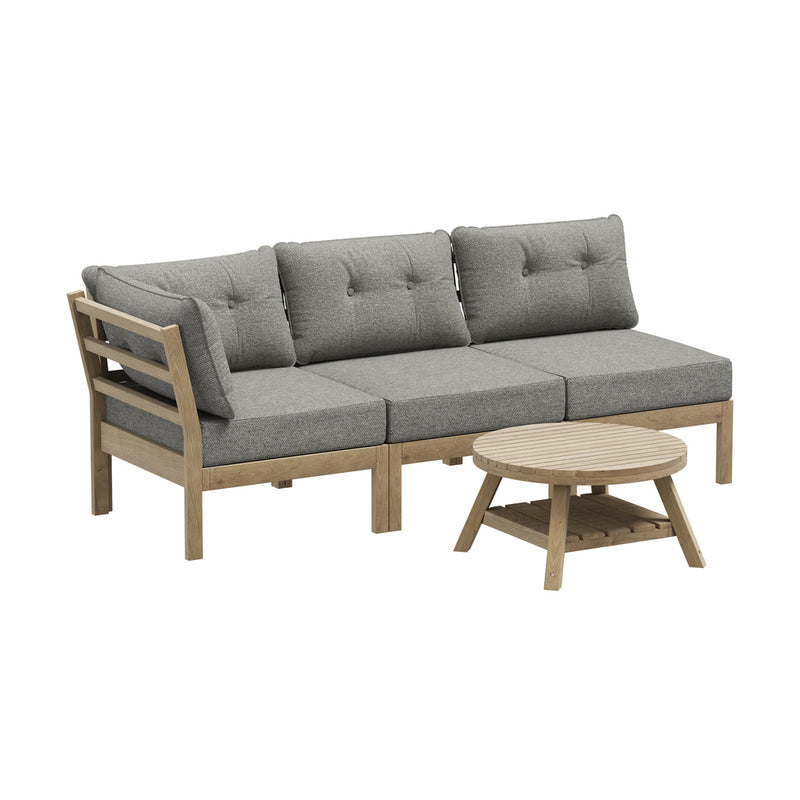 Livsip 3 Seater Outdoor Sofa Set Wooden Lounge Patio Furniture Beige