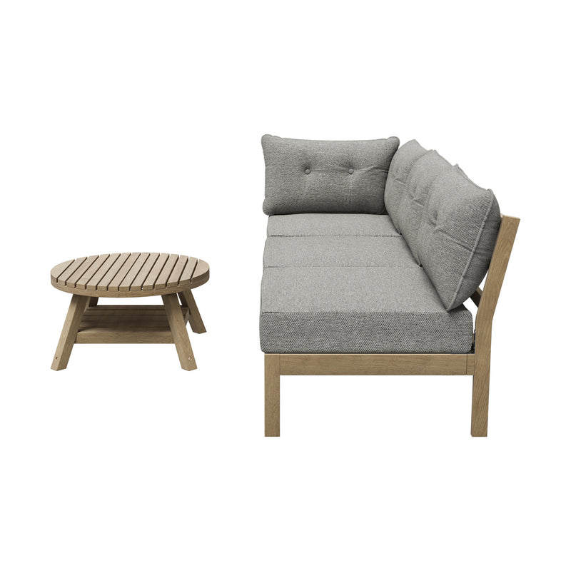 Livsip 3 Seater Outdoor Sofa Set Wooden Lounge Patio Furniture Beige