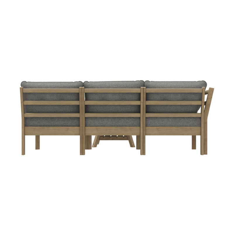 Livsip 3 Seater Outdoor Sofa Set Wooden Lounge Patio Furniture Beige
