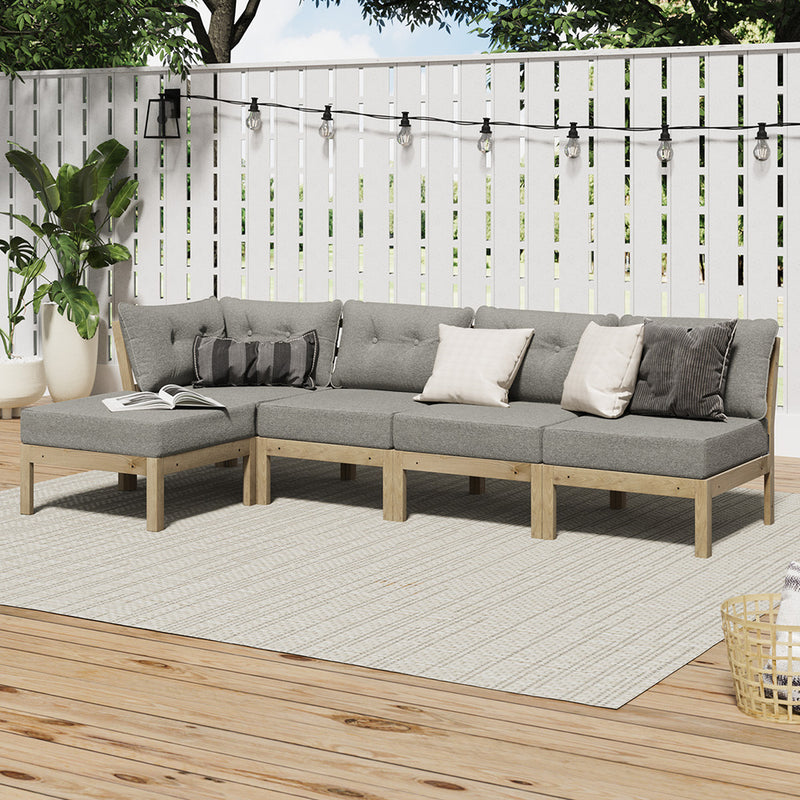 Livsip 5 Piece Outdoor Sofa Set 4-seater sofa & 1 Ottoman Beige