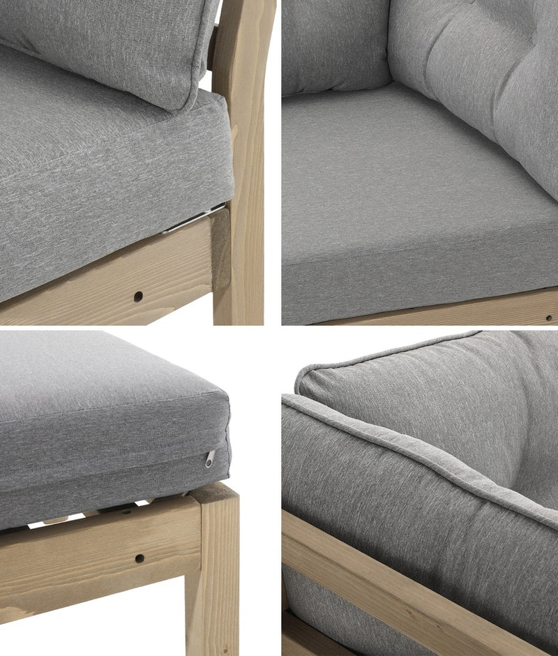 Livsip Outdoor Lounge Sofa Set 7 Piece Garden Furniture Grey