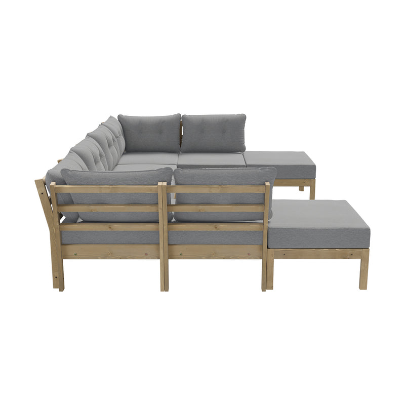 Livsip 9PCS Outdoor Sofa Set Lounge Setting Table Chair Grey