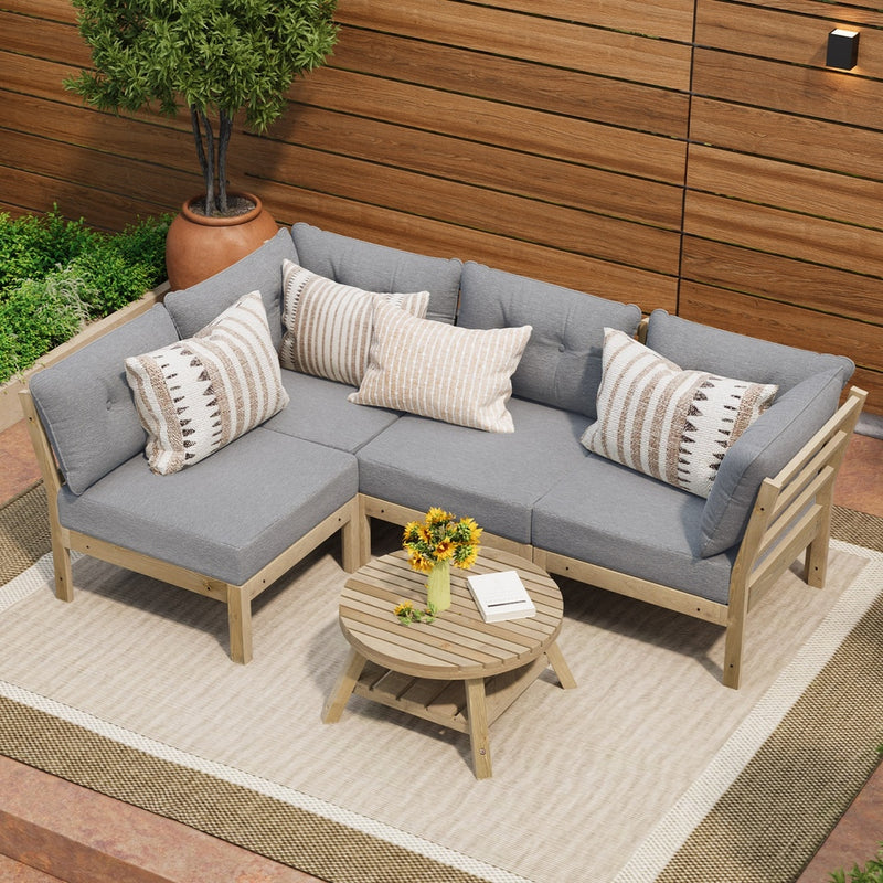 Livsip Outdoor Sofa Set 4 Seater Lounge Setting Patio Furniture Grey