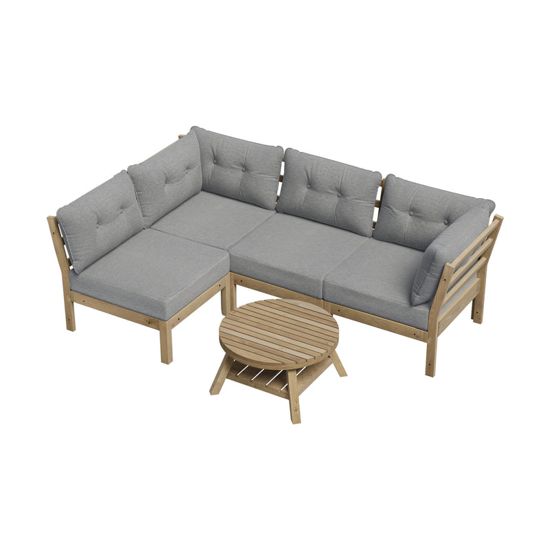 Livsip Outdoor Sofa Set 4 Seater Lounge Setting Patio Furniture Grey