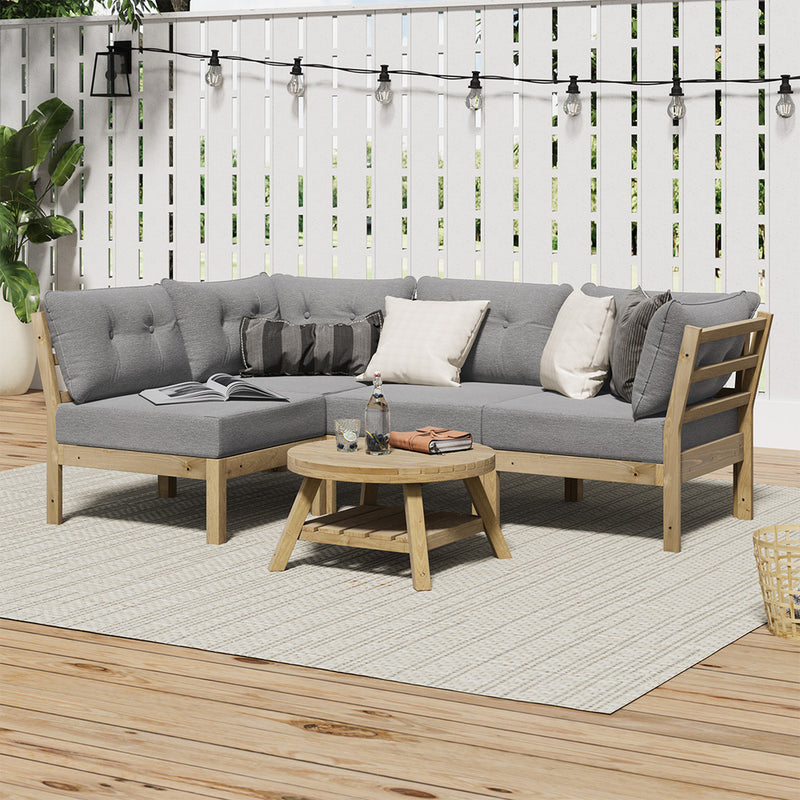Livsip Outdoor Sofa Set 4 Seater Lounge Setting Patio Furniture Grey
