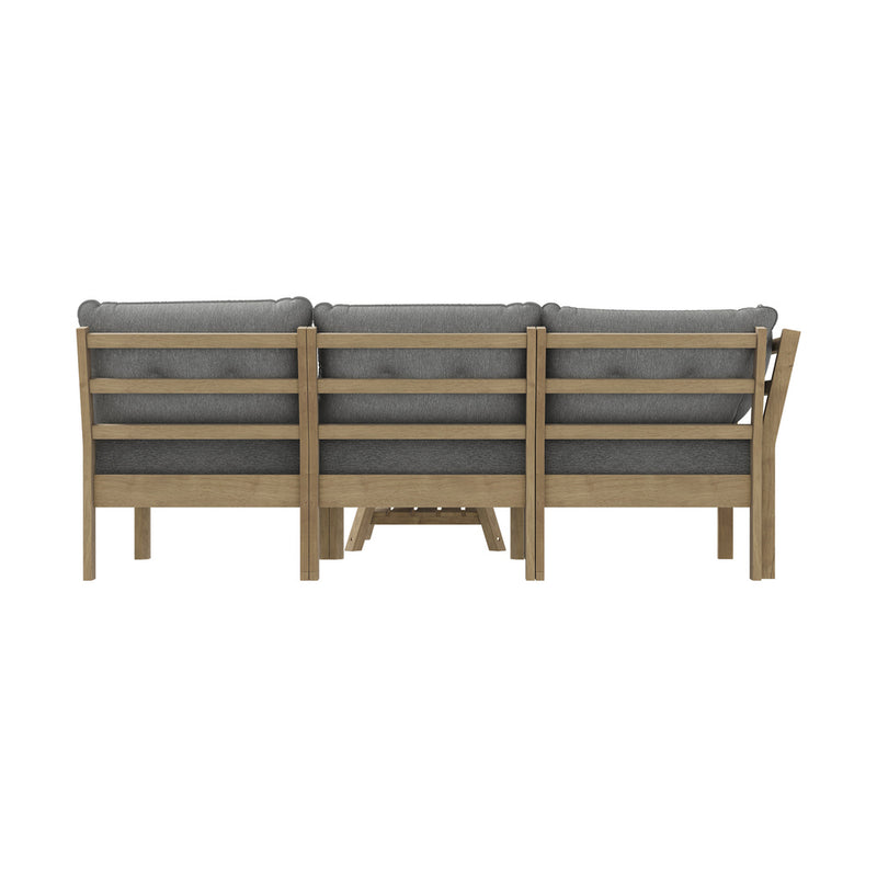 Livsip 3 Seater Outdoor Sofa Set Wooden Lounge Patio Furniture Grey