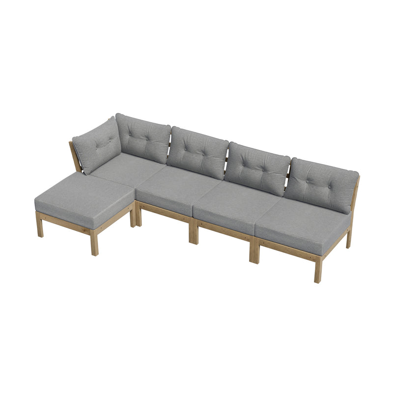 Livsip 5 Piece Outdoor Sofa Set Lounge Setting Garden Grey
