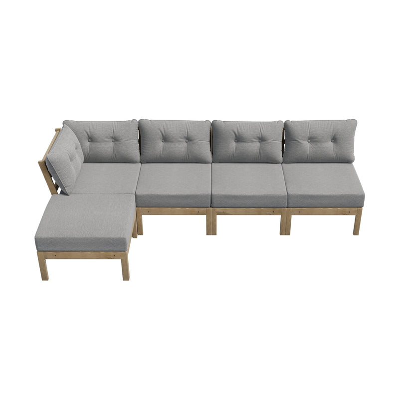 Livsip 5 Piece Outdoor Sofa Set Lounge Setting Garden Grey