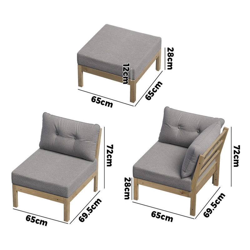 Livsip 5 Piece Outdoor Sofa Set Lounge Setting Garden Grey