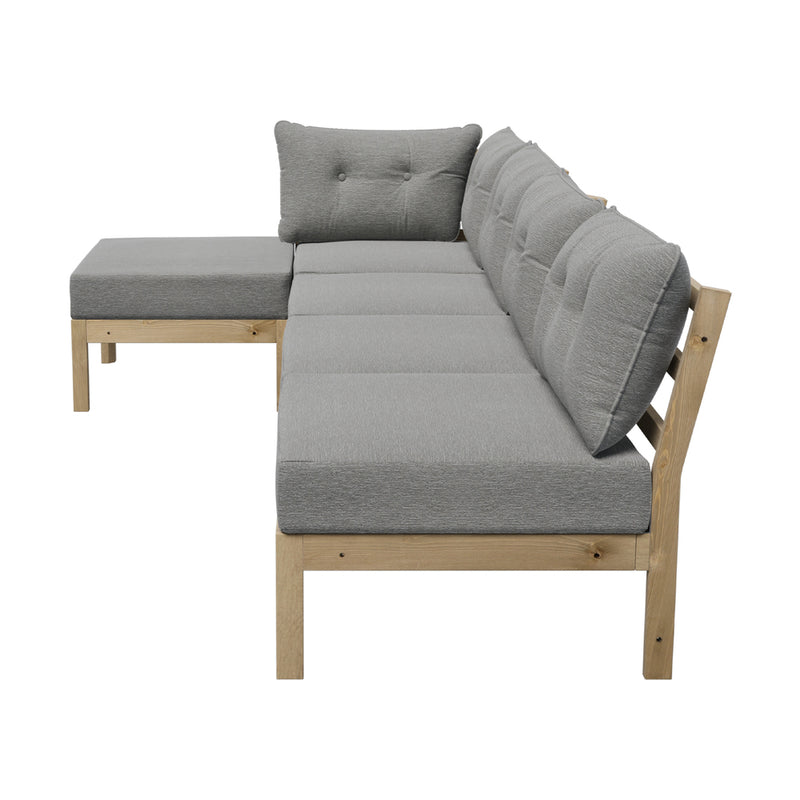 Livsip 5 Piece Outdoor Sofa Set Lounge Setting Garden Grey