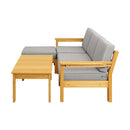 Livsip Outdoor Sofa Set Wooden Table Lounge 5Piece